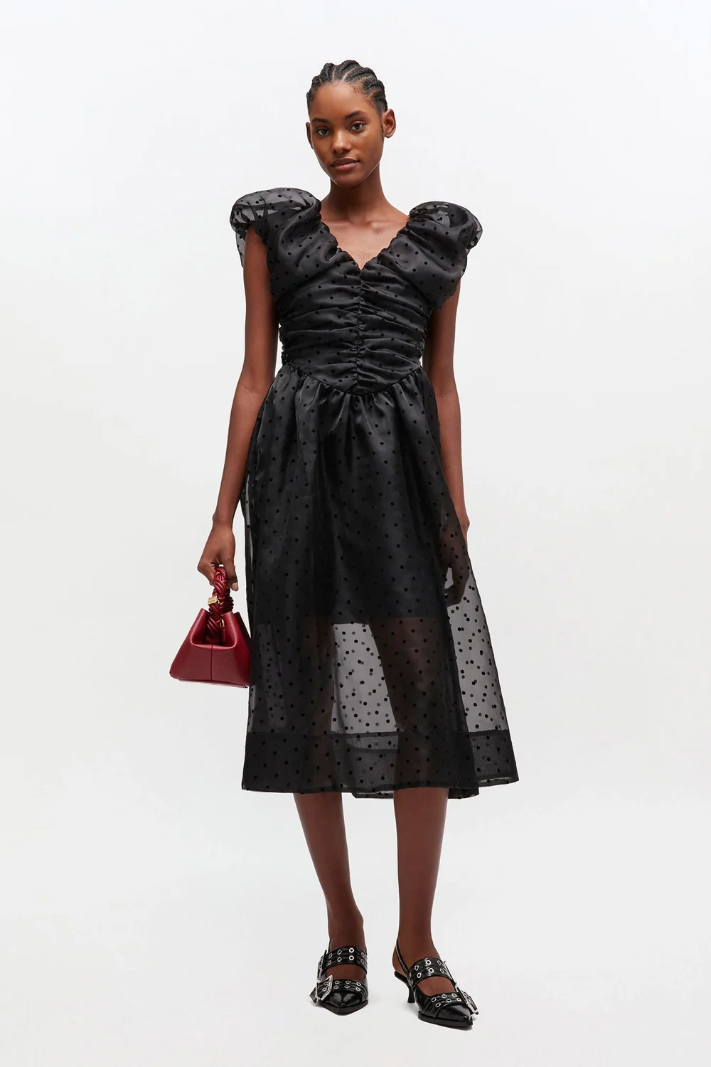 open lace back dress Ganni Black Sparkle Minidress