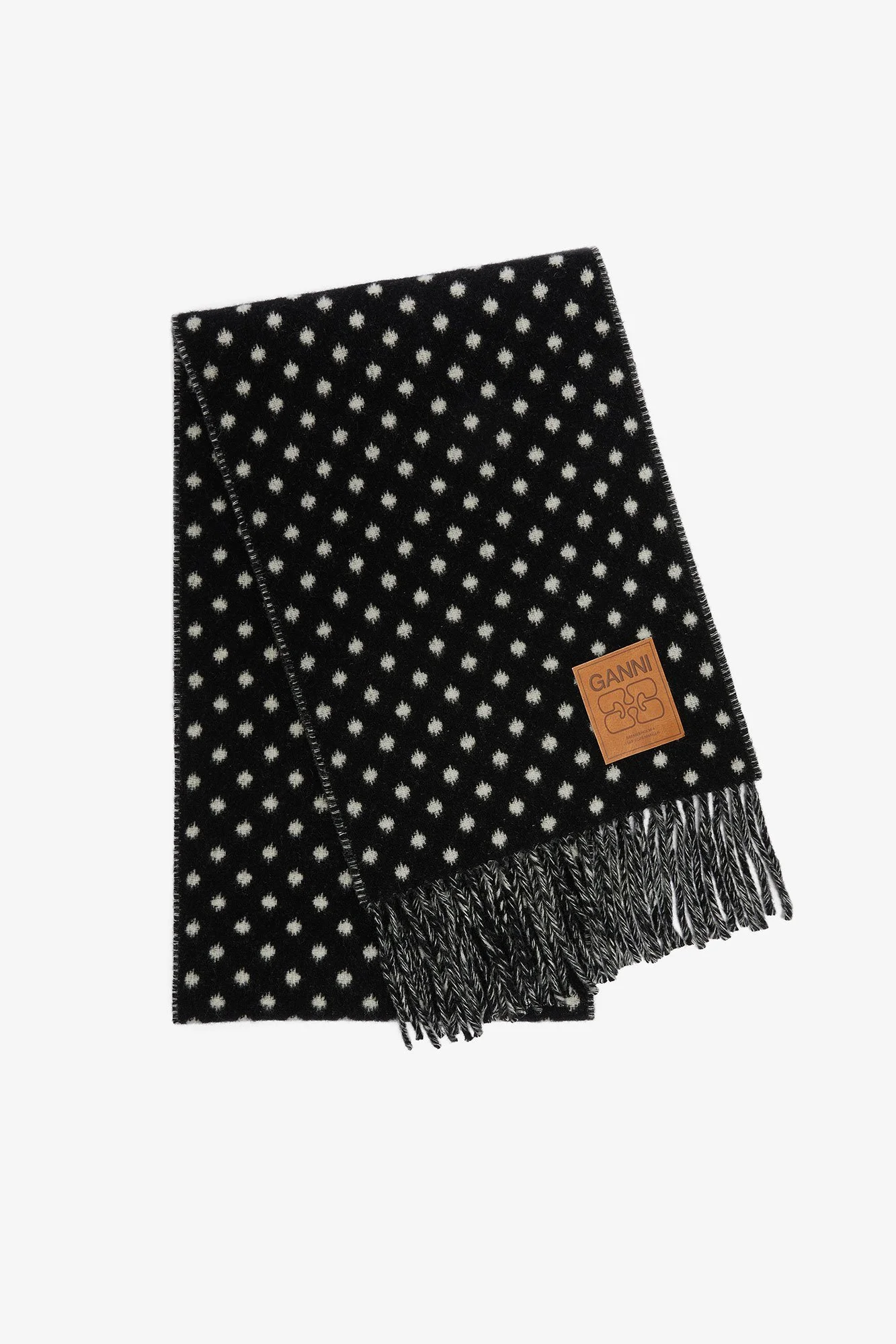 GANNI Double Face Wool Knit Scarf