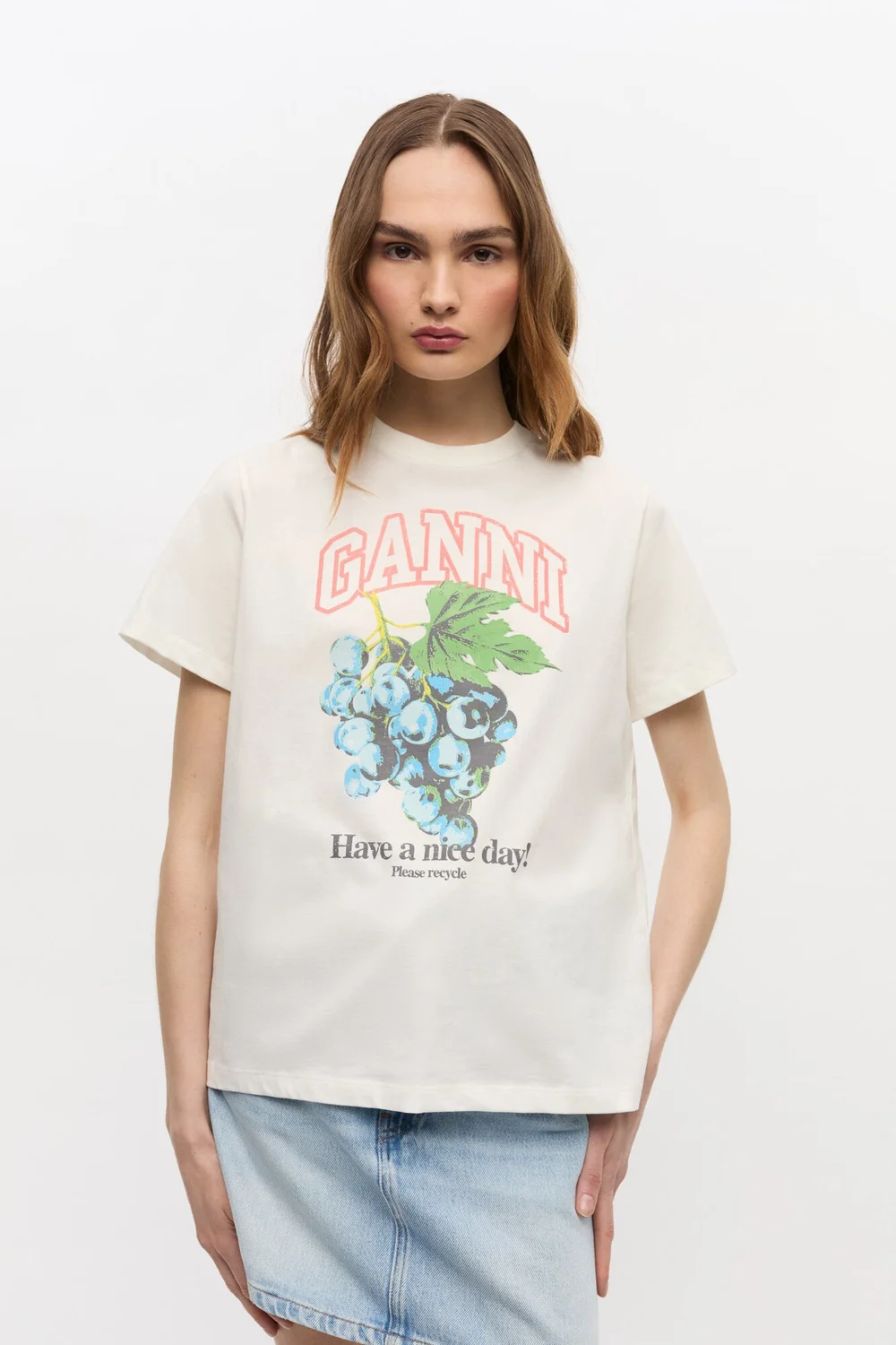 GANNI Basic Cotton Jersey Grapes Relaxed T-shirt — MILI