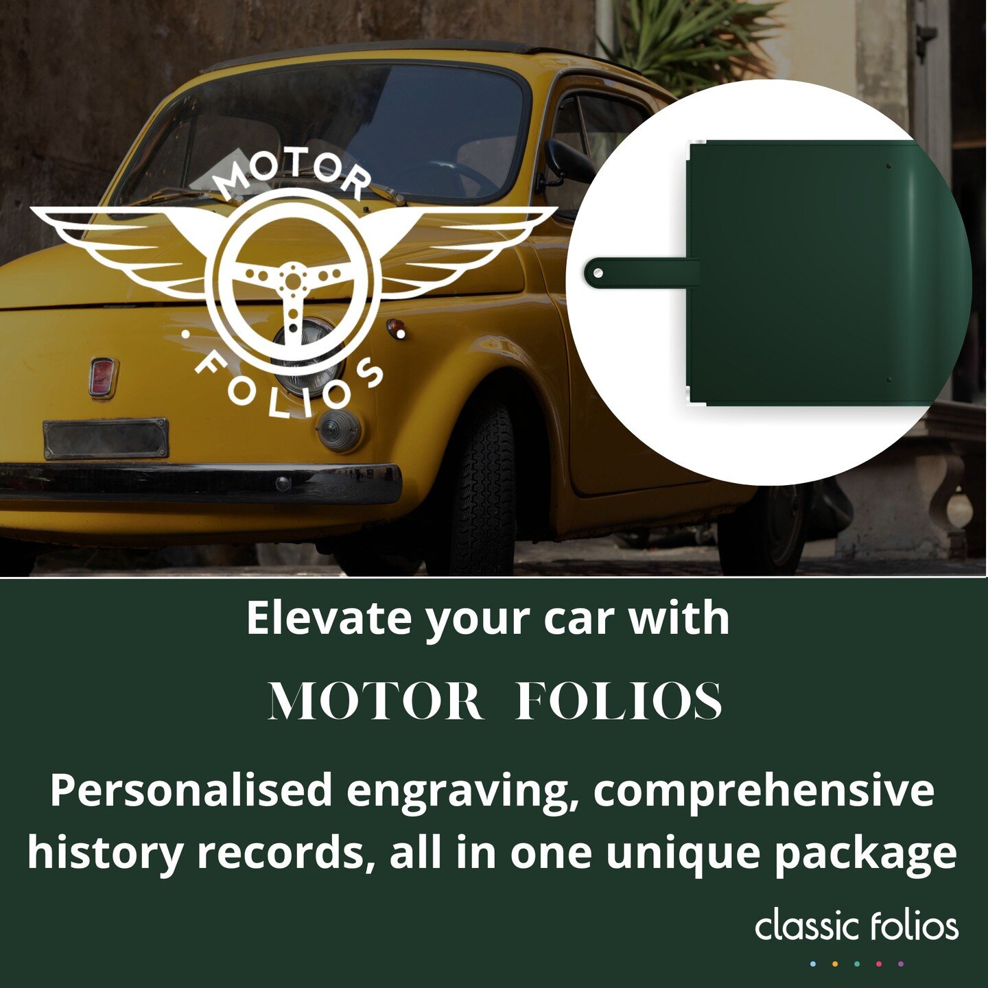 Every car enthusiast knows that each vehicle has its own unique story. With Motor Folios, you get to chronicle your car's journey with a personalised touch. Each folio is specially crafted with your car's marque, model, and registration number engrav