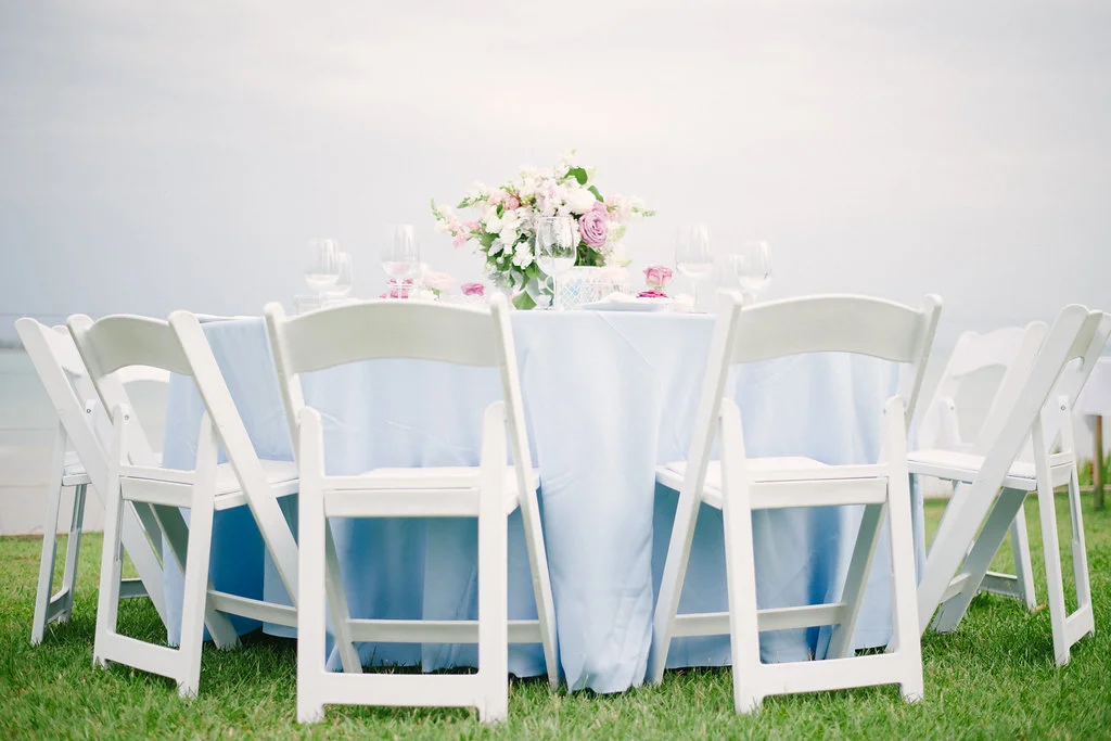 wedding table centrepiece in soft pastel flowers