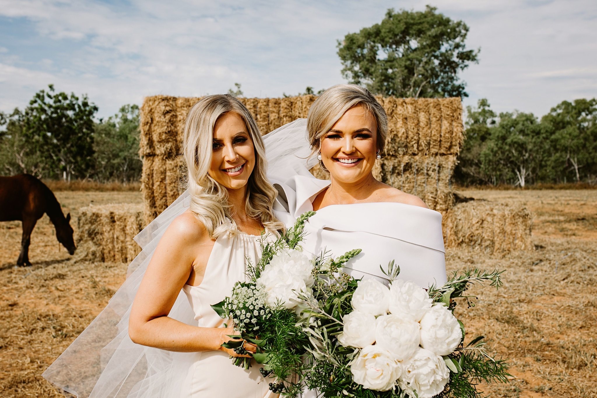 brides bouquet of white peonies
