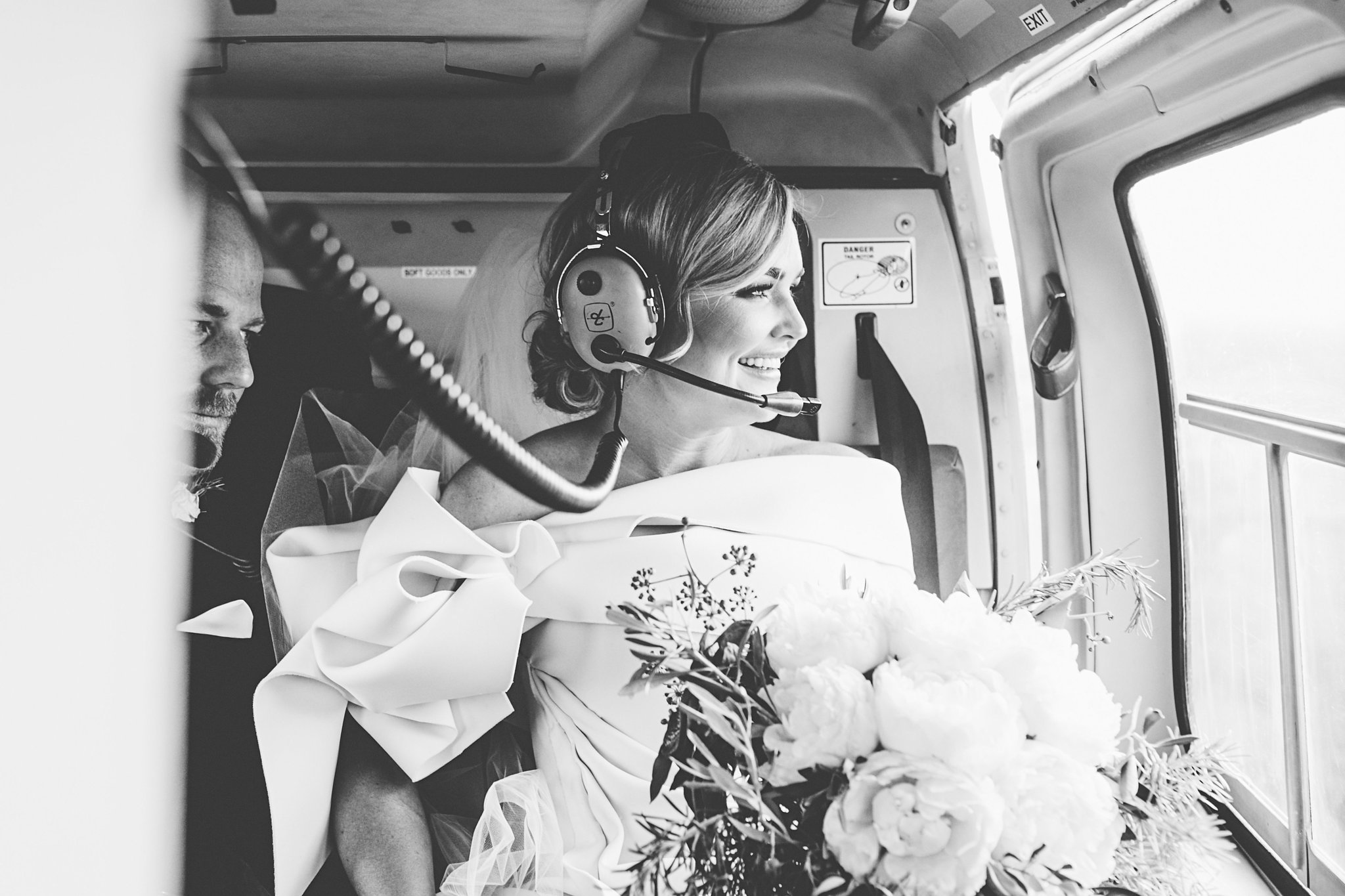 bride and groom overlooking Katherine Gorge by helicopter