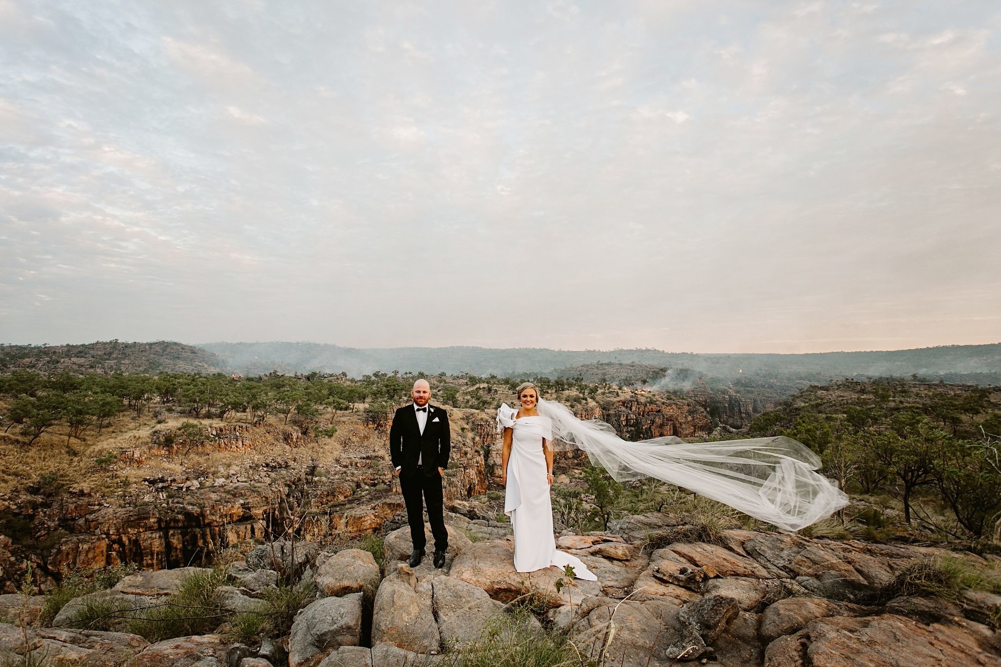 bride and groom at Katherine Gorge