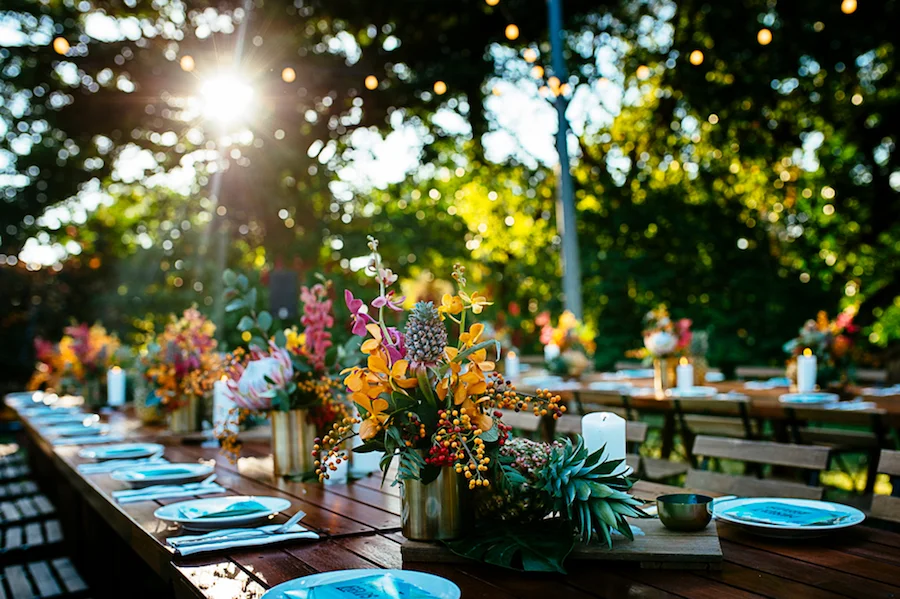 Copy of fresh flower table centrepieces at the Darwin Botanical Gardens