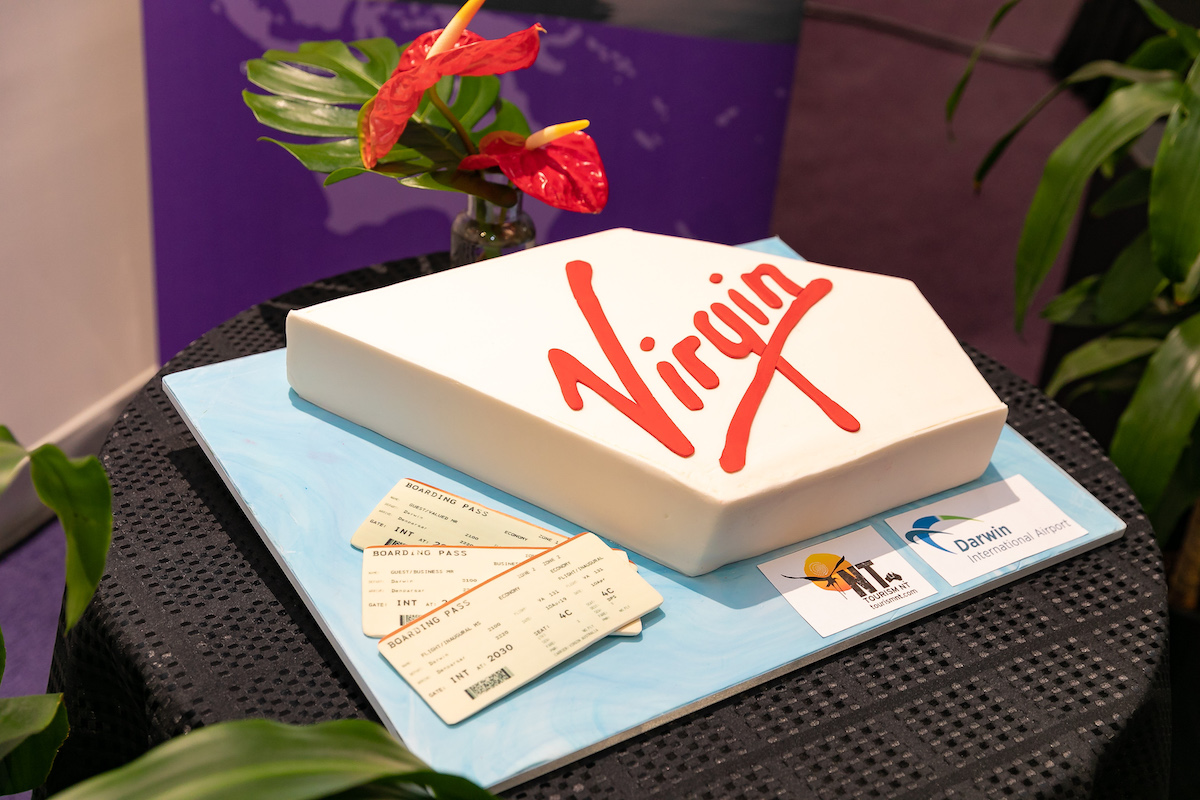 Cake for Virgin Bali flight launch at Darwin International Airport