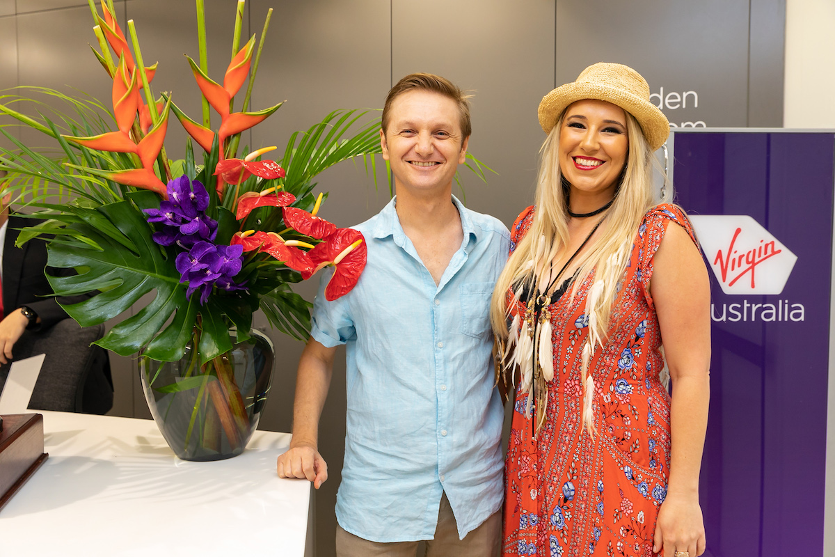 Corporate event flowers for Virgins Darwin to Bali flight launch party
