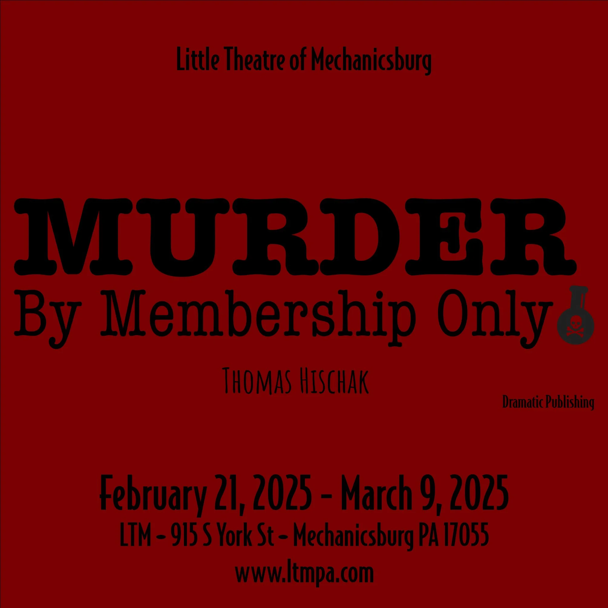 Murder By Membership Only | Mechanicsburg | February 21 - March 9, 2025