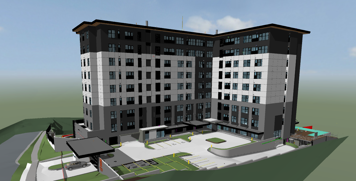  Zenna Residences is a 9 story condo building. BPL engineered the external stud walls and prepared the detailing for the EIFS and interfaces.    