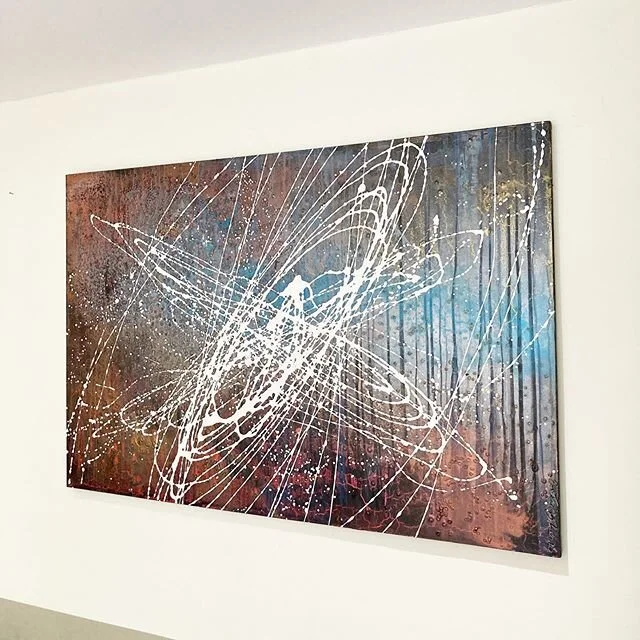&ldquo;Spun Out&rsquo;
Acrylic, resin and emulsion on canvas
150 x 100cm
&pound;350 plus delivery 🚚 
Free local

#finchley 
#originalart 
#energy
#nobigting
@skinnymanmudfamily on the tunes