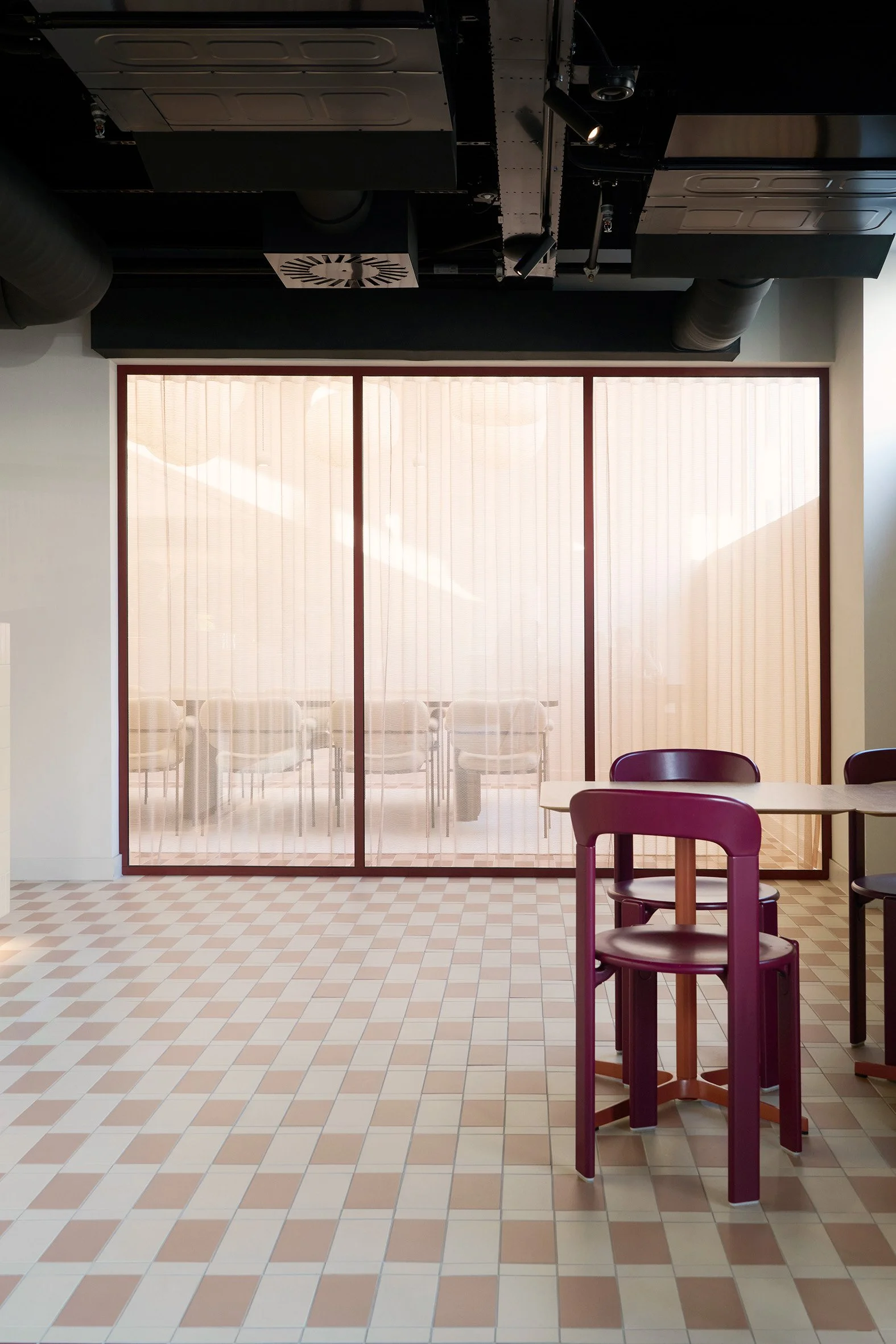 Spacious restaurant with HAY chairs at KBF Warehouse.