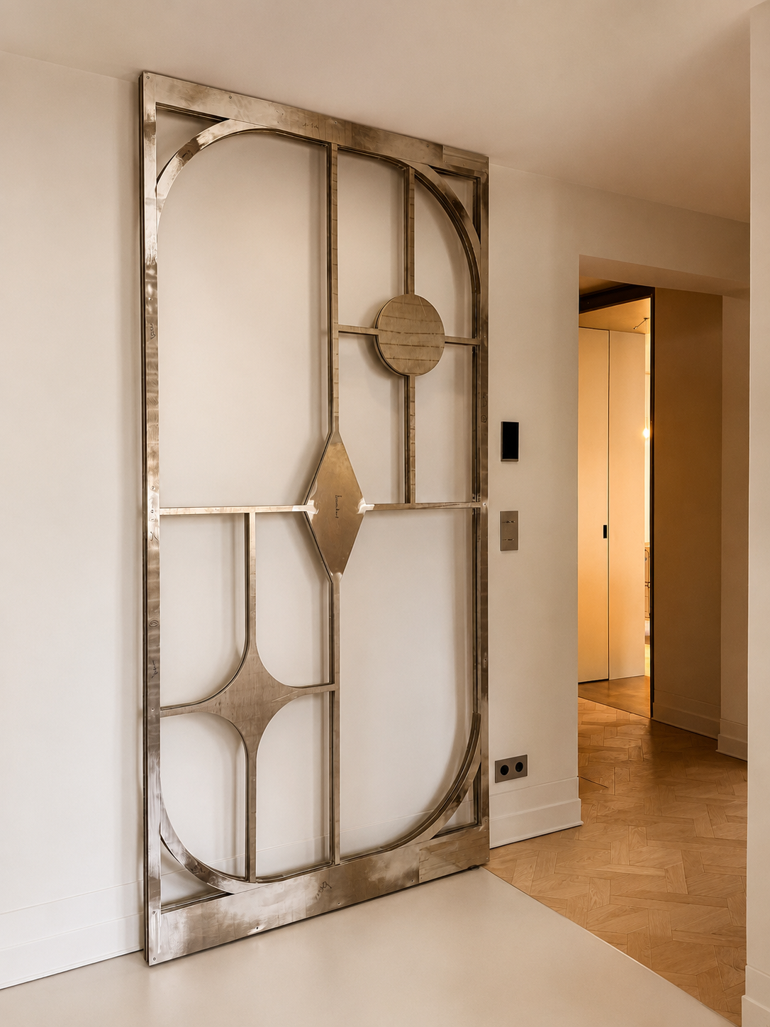 27. Eclectic geometric door: Statement custom door featuring playful triangle, circle, and star motifs, developed in collaboration with De Oude.