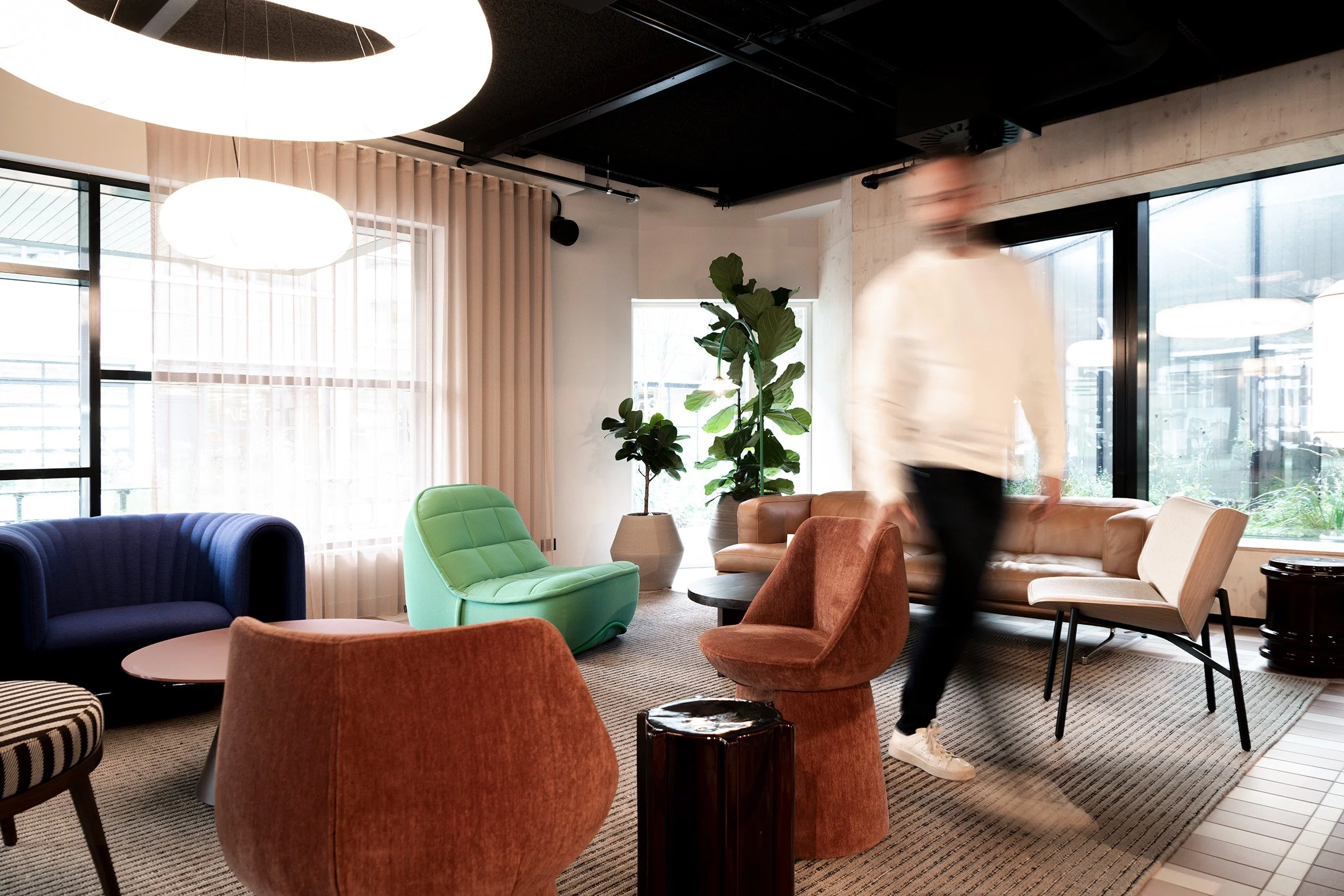 KBF Warehouse lobby by Studio Michiel Wijnen with colorful seating.