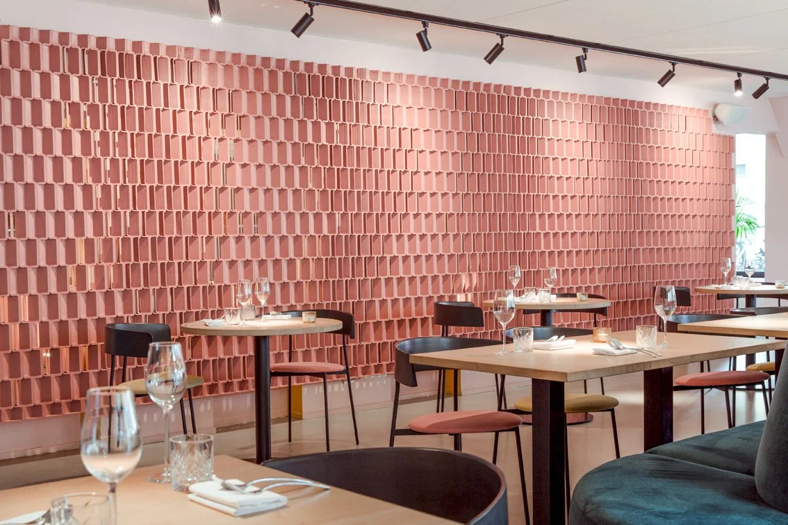 Nazka Restaurant: View of the Nazka Screen creating layered privacy and ambiance in the Nazka restaurant interior.