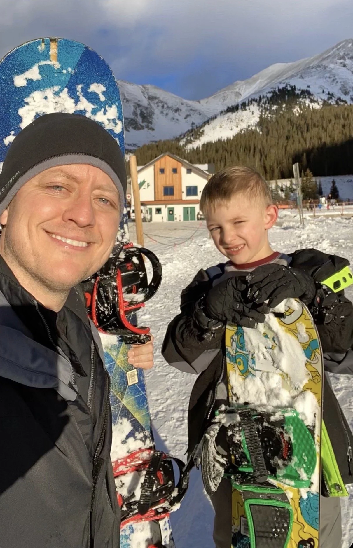 Snowboarding in Colorado with my son