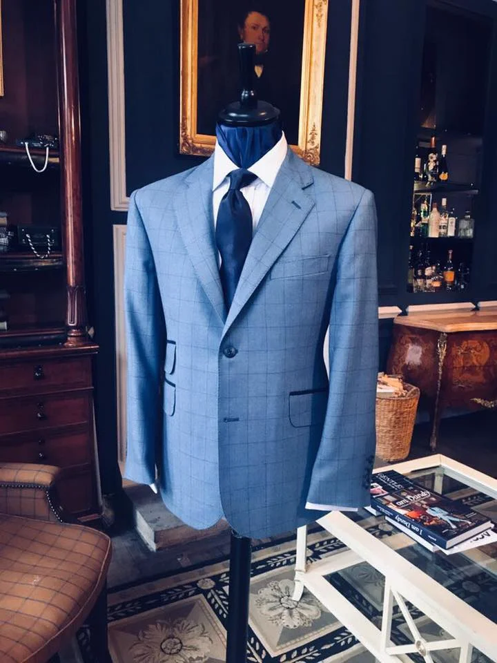 Pale Blue & Navy Trim Blazer