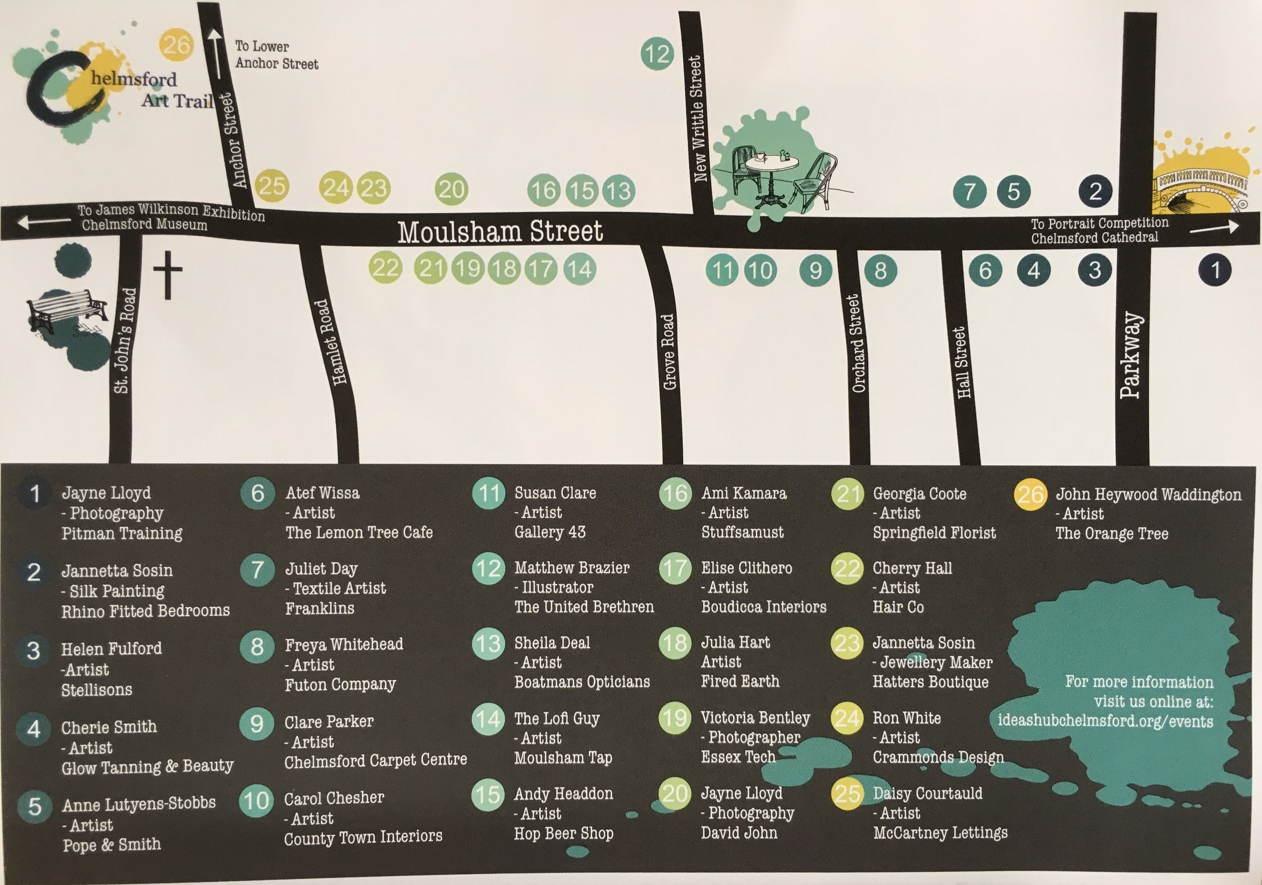 Here's the map of Moulsham Street - I'm at location 11, inside Gallery 43.