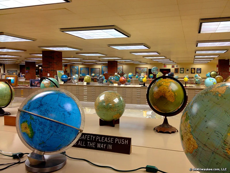 Globes on display at AGSL.