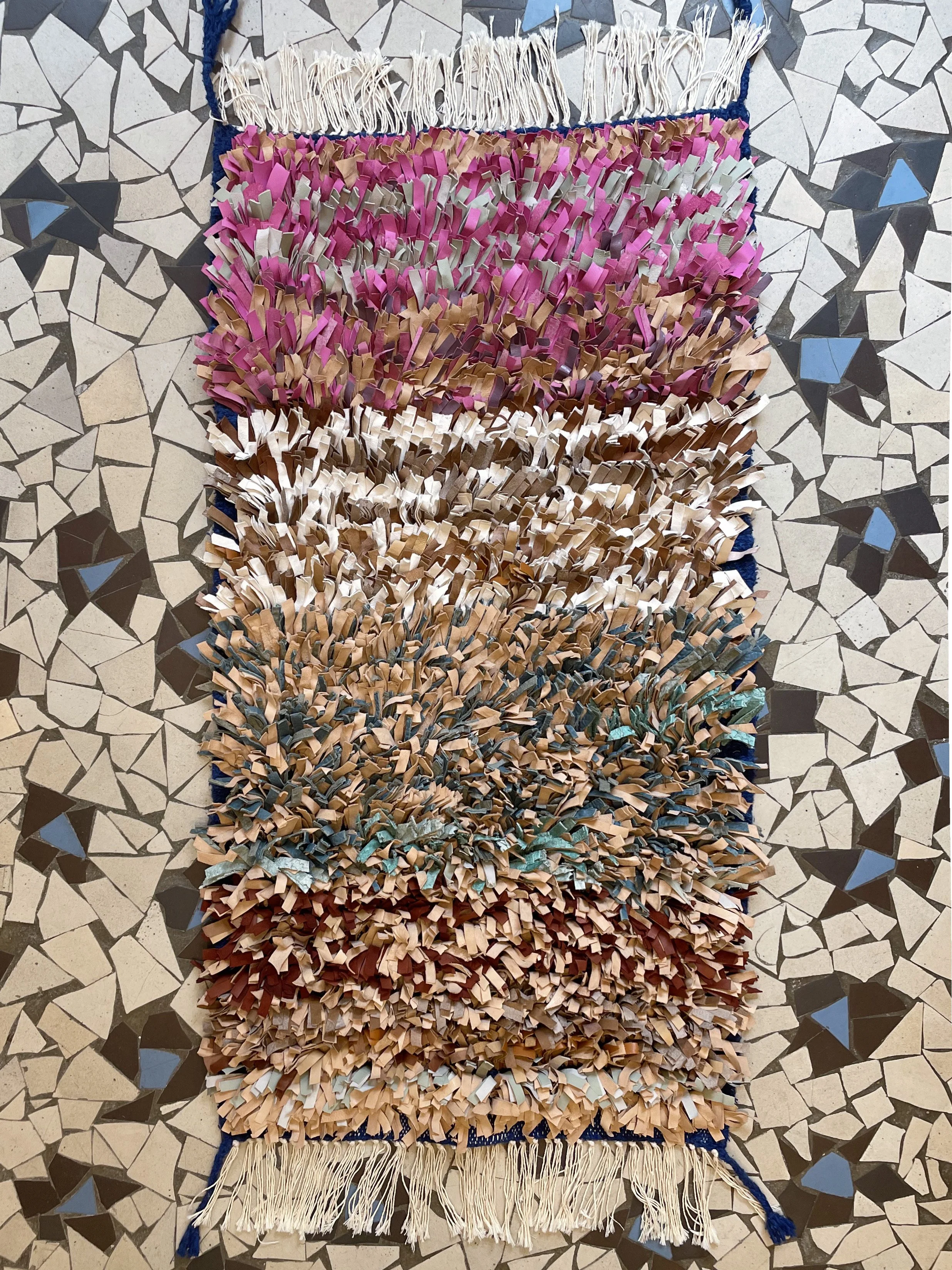 calla Small Format Leather Boucharouite Rug: Viva