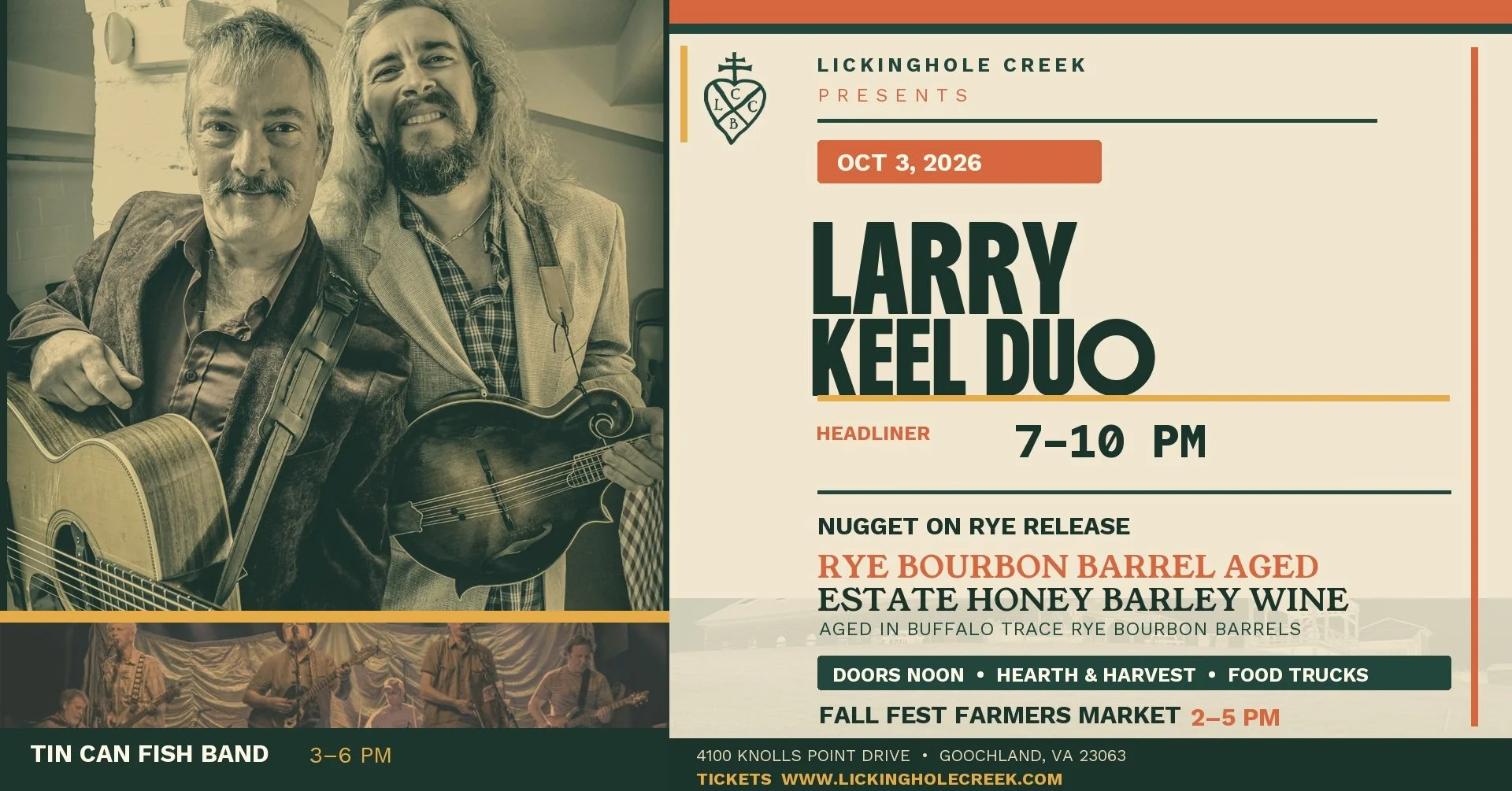 Larry Keel Duo Fall Fest with Tin Can Fish Band