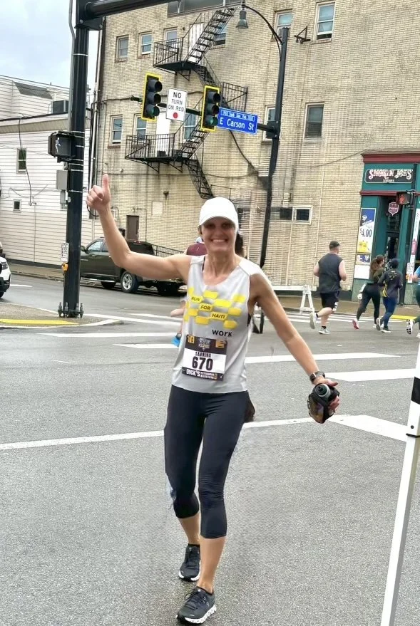 A woman running a marathon