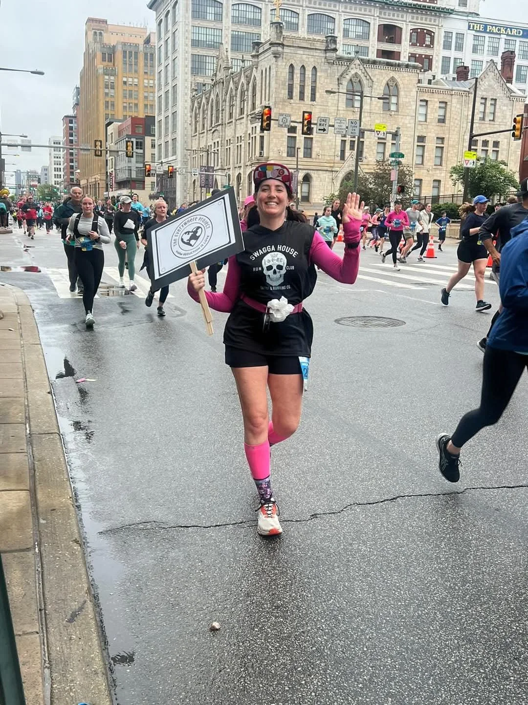 A woman running a marathon