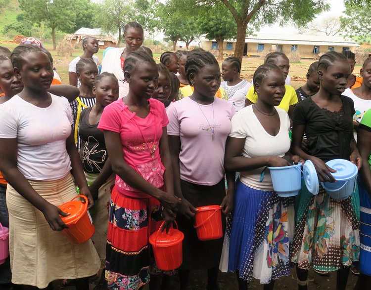 Nuba girls receive Dignity Kits.