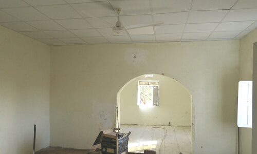 Rooms have been equipped with drop ceilings, lights, electricity and ceiling fans.