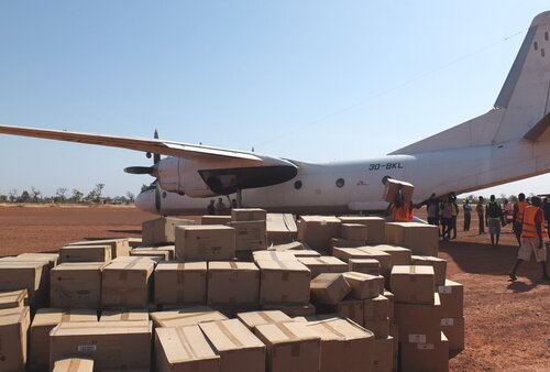 February saw a plane full of medical supplies delivered.