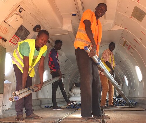 Borehole spare parts unloaded.