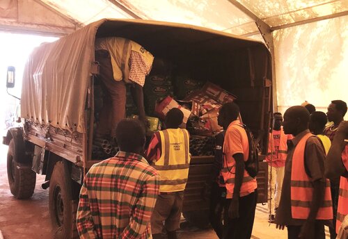 Unloading emergency relief supplies and borehole spare parts