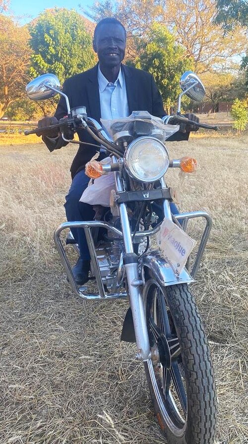 Pastor Musa on his new motorbike