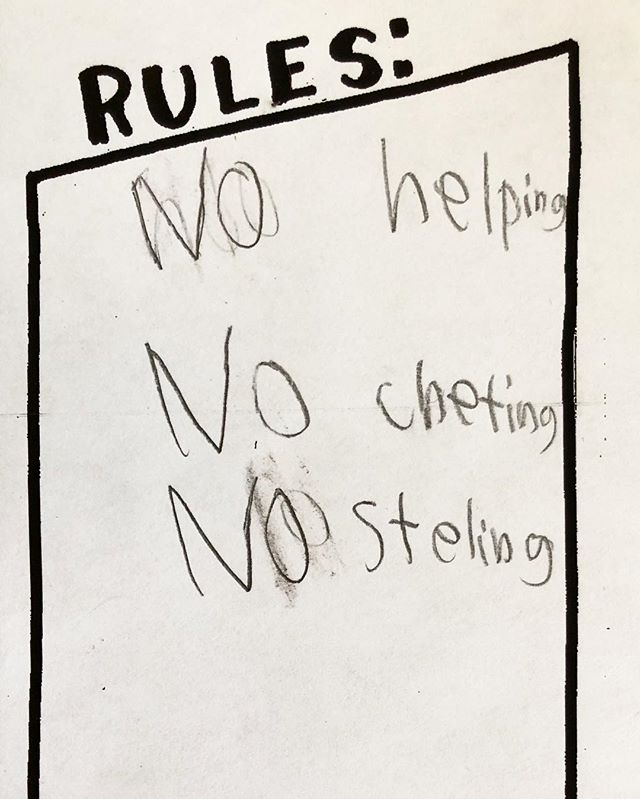 These rules were created to make sure no one cheats at the new game this kid made up. Luckily, the &ldquo;no helping&rdquo; rule doesn&rsquo;t apply to our amazing volunteer mentors who would fail miserably if we asked them to abide by it.