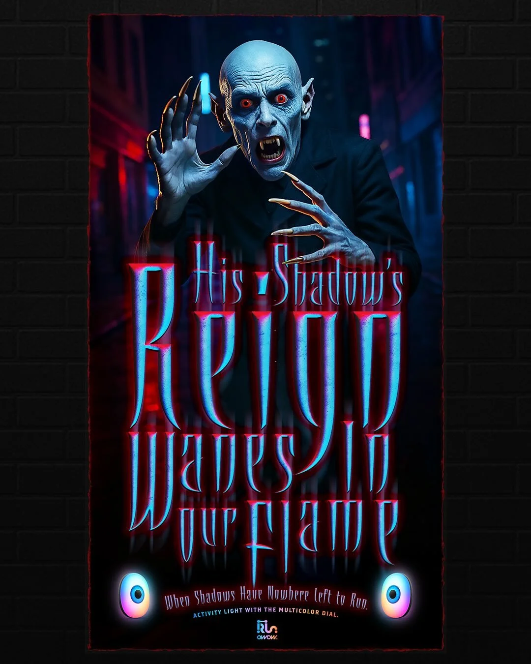 Scare the Dark with Iris Activity Light! 
Posters and packaging design feature the Nosferatu.

Idea: Human 
Artwork/Copy: ChatGPT-4o, Sora
Typeface: &ldquo;Talon&rdquo; - designed by Richard Lipton @richardlipton , &ldquo;Brothers&rdquo; - designed b