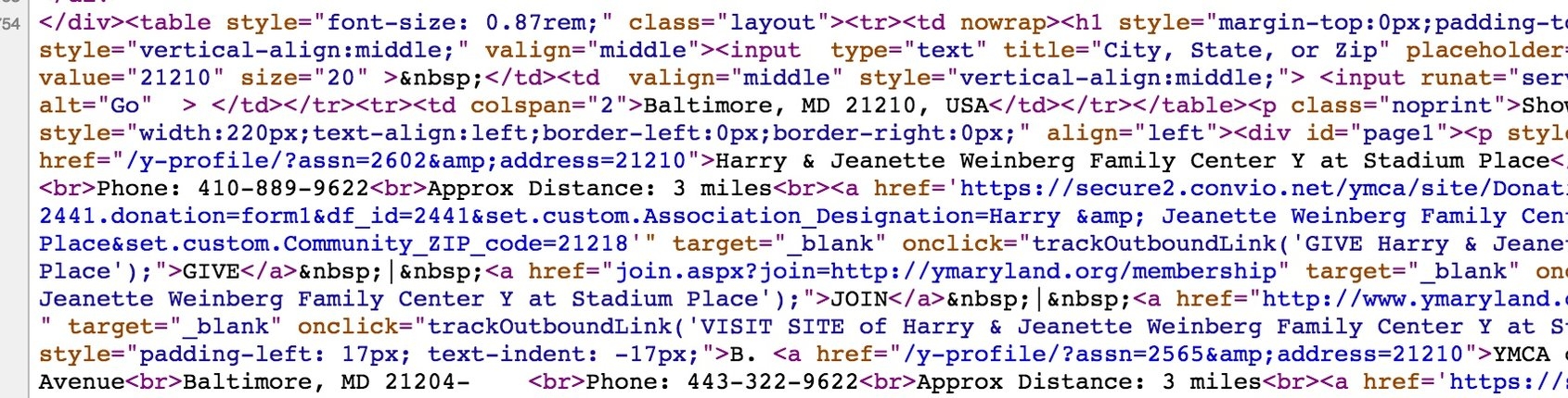 html from 'find your Y' page