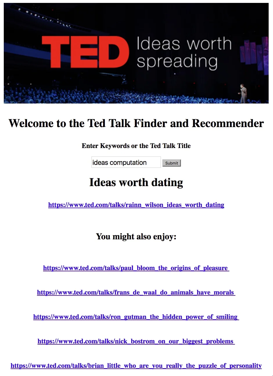 TED Talk Recommender (Part3): flask app