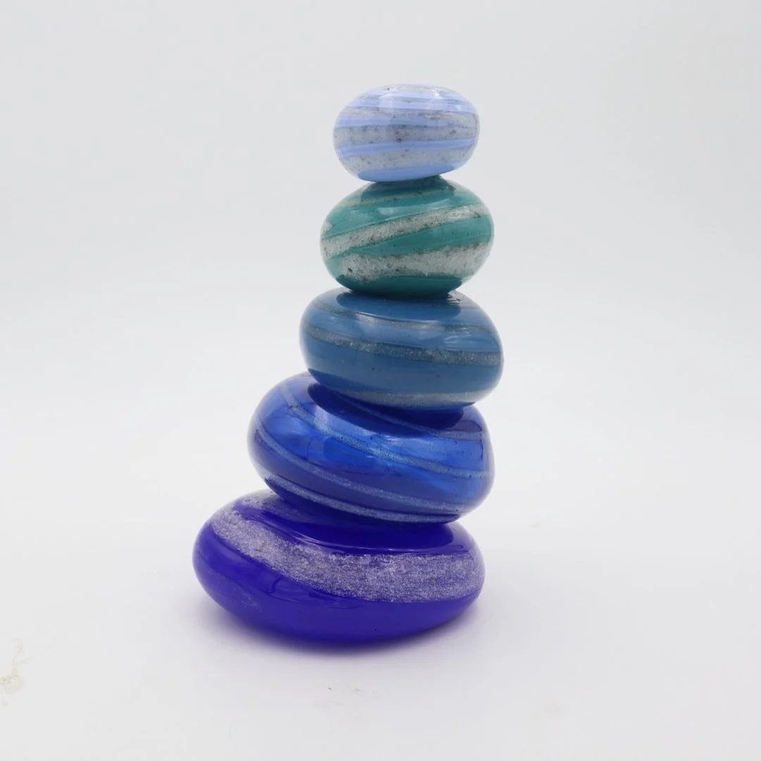 Five Stone cairn in the &ldquo;River&rdquo; colorway. Each stone is infused with cremation ashes and they are permanently fused together.