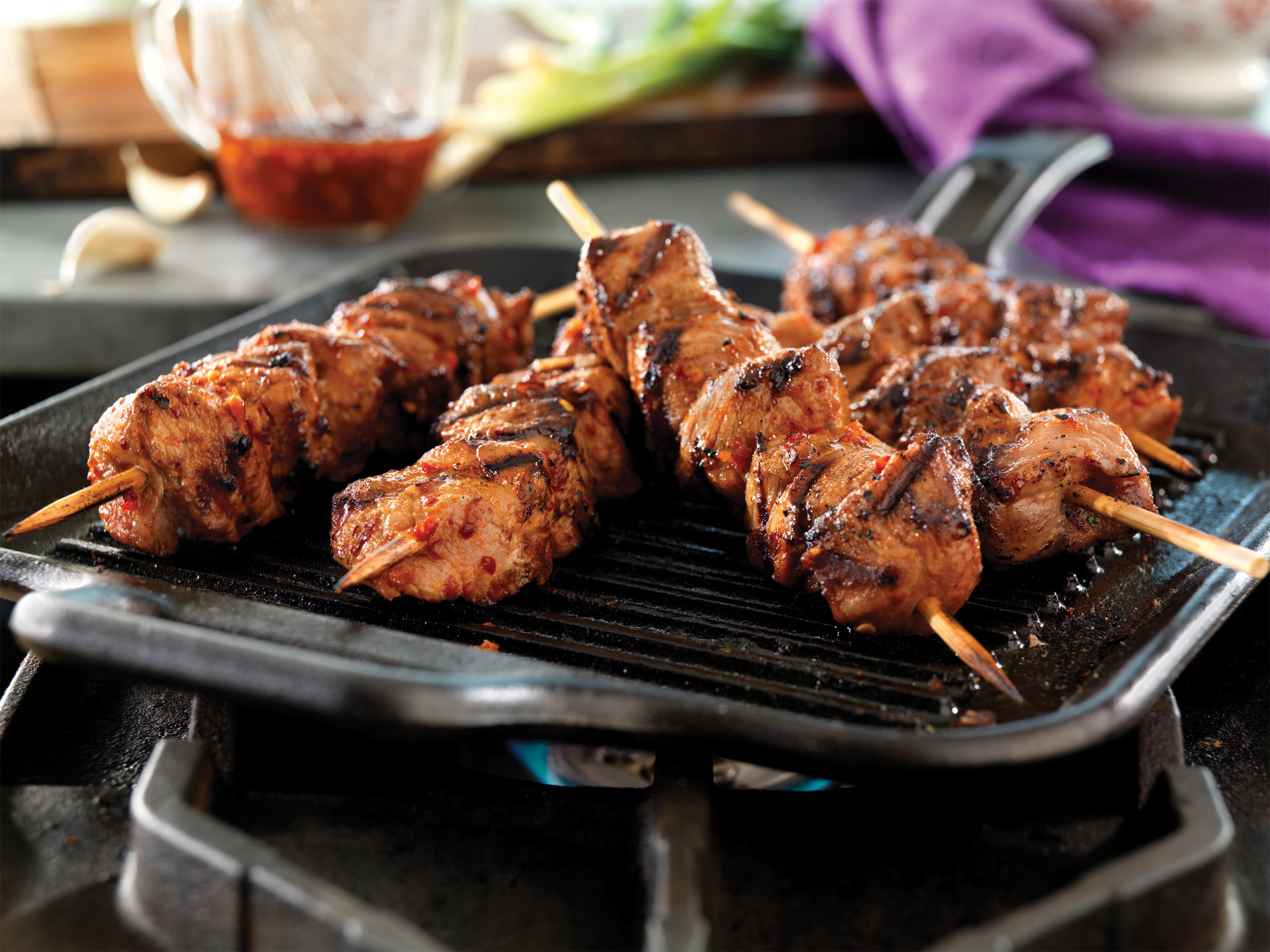 Spicy Korean Pork Skewers