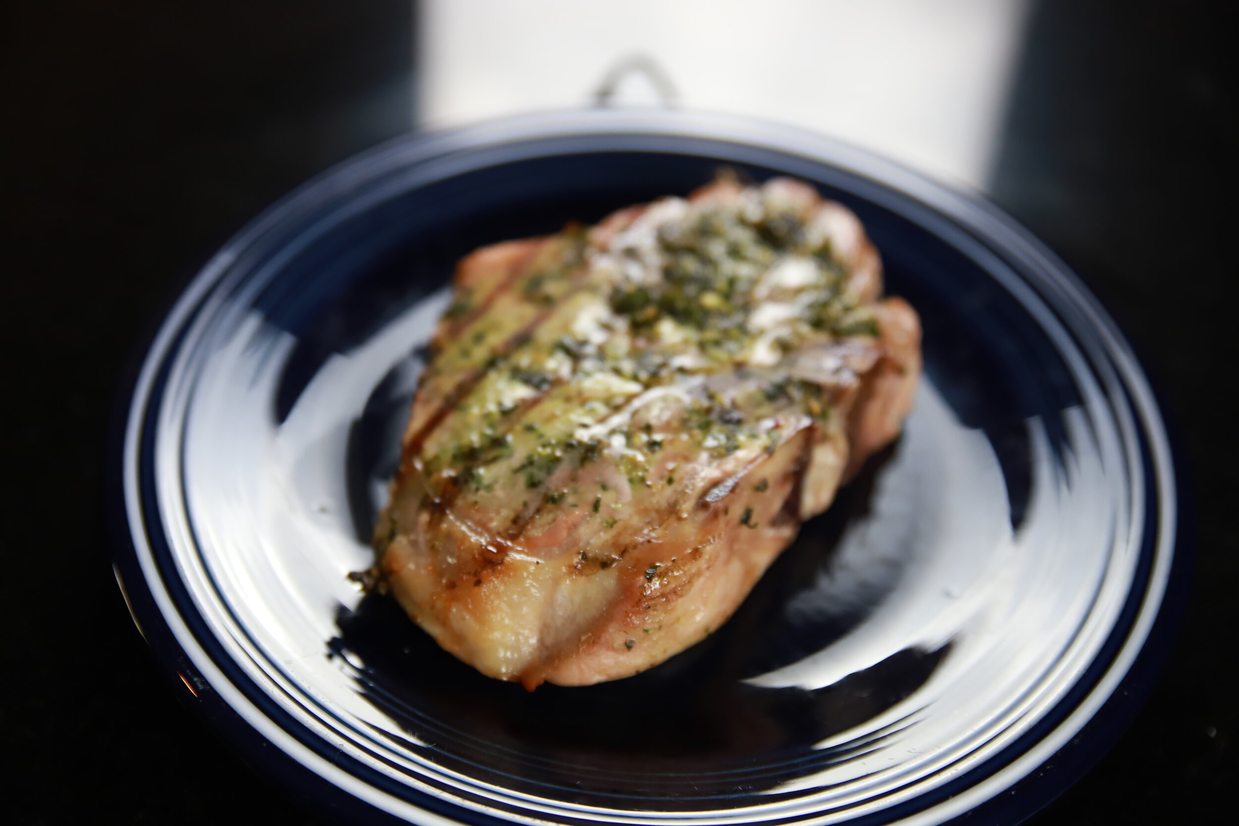 Grilled Pork Chops with Garlic Basil Rub