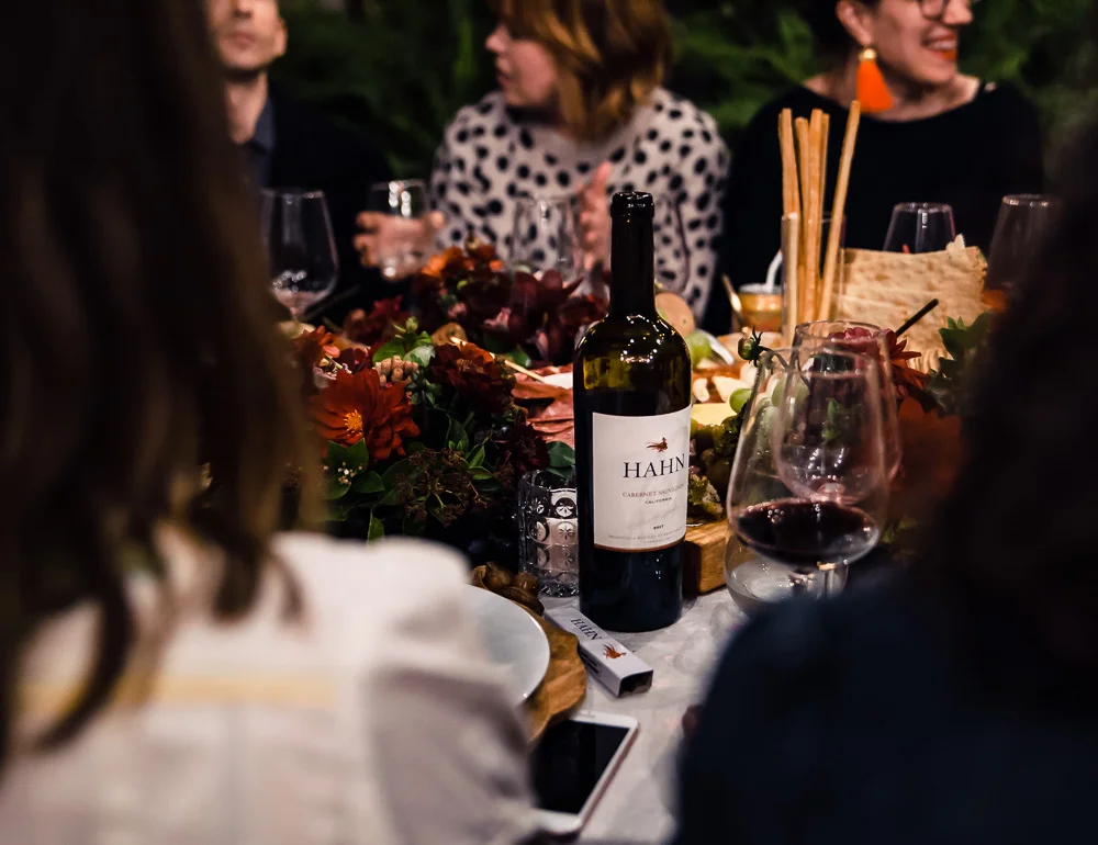 Spending the evening tasting wine with drinking with chickens and hahn family wines