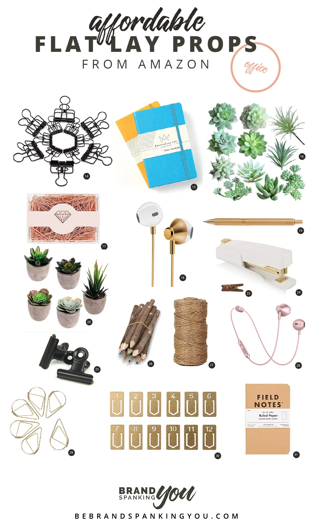 Props can make or break your flat lay. Use these styling props to create compelling office scenes in your social media posts. All super affordable and available on Amazon!