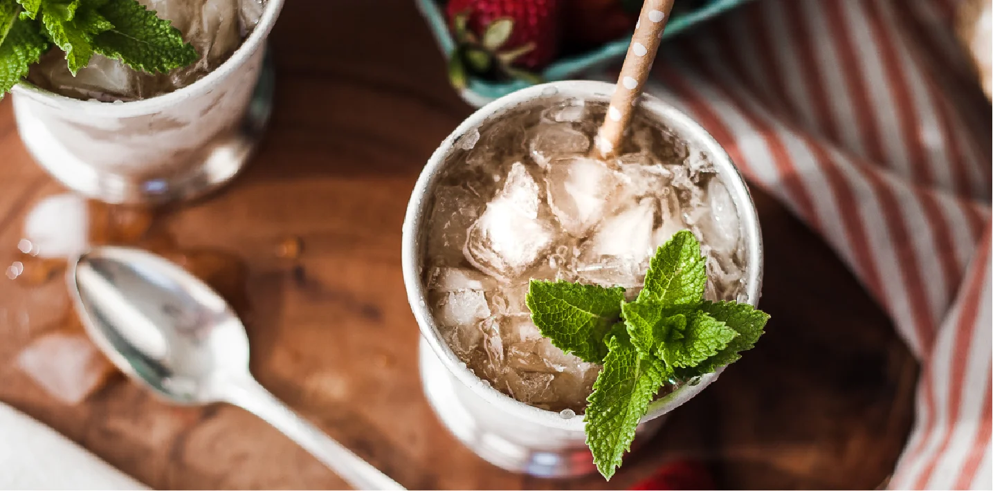 A springtime, kentucky derby favorite: Mint julep. Updated with strawberries and ginger