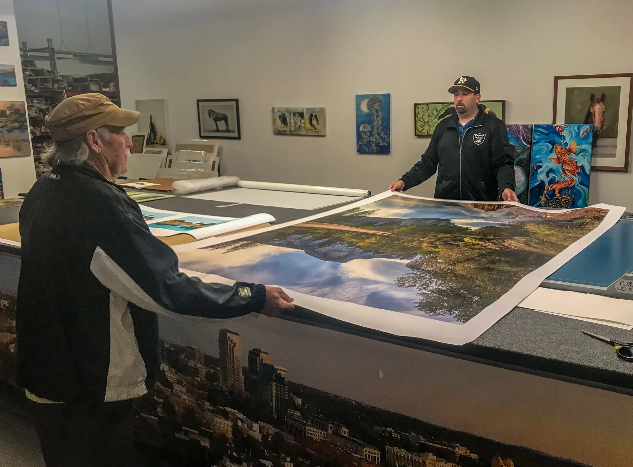 The print being laid out to dry for 24 hours before I took it to the framer.