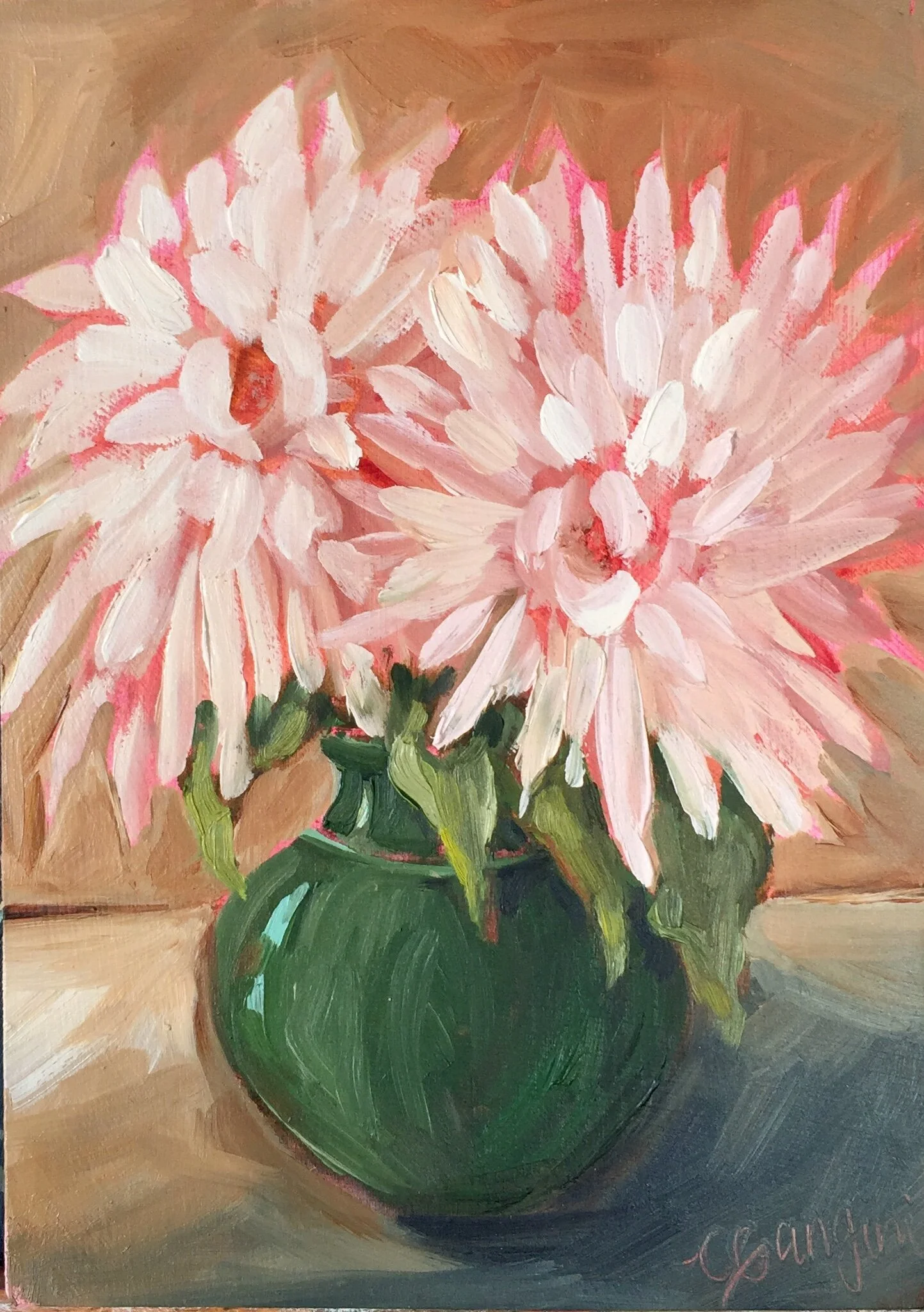 Dahlias in Green Vase no. 2