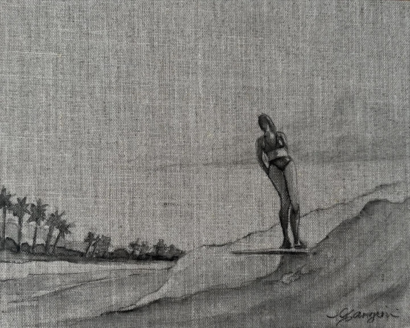 The graceful energy of surfer girls captured in charcoal on linen. These new charcoal series surfer girls now available in online shop. Link in bio. #cganginiart #mauiartist #mauiart #charcoalonlinen #surfergirls #originalart #surfart #hawaiiart