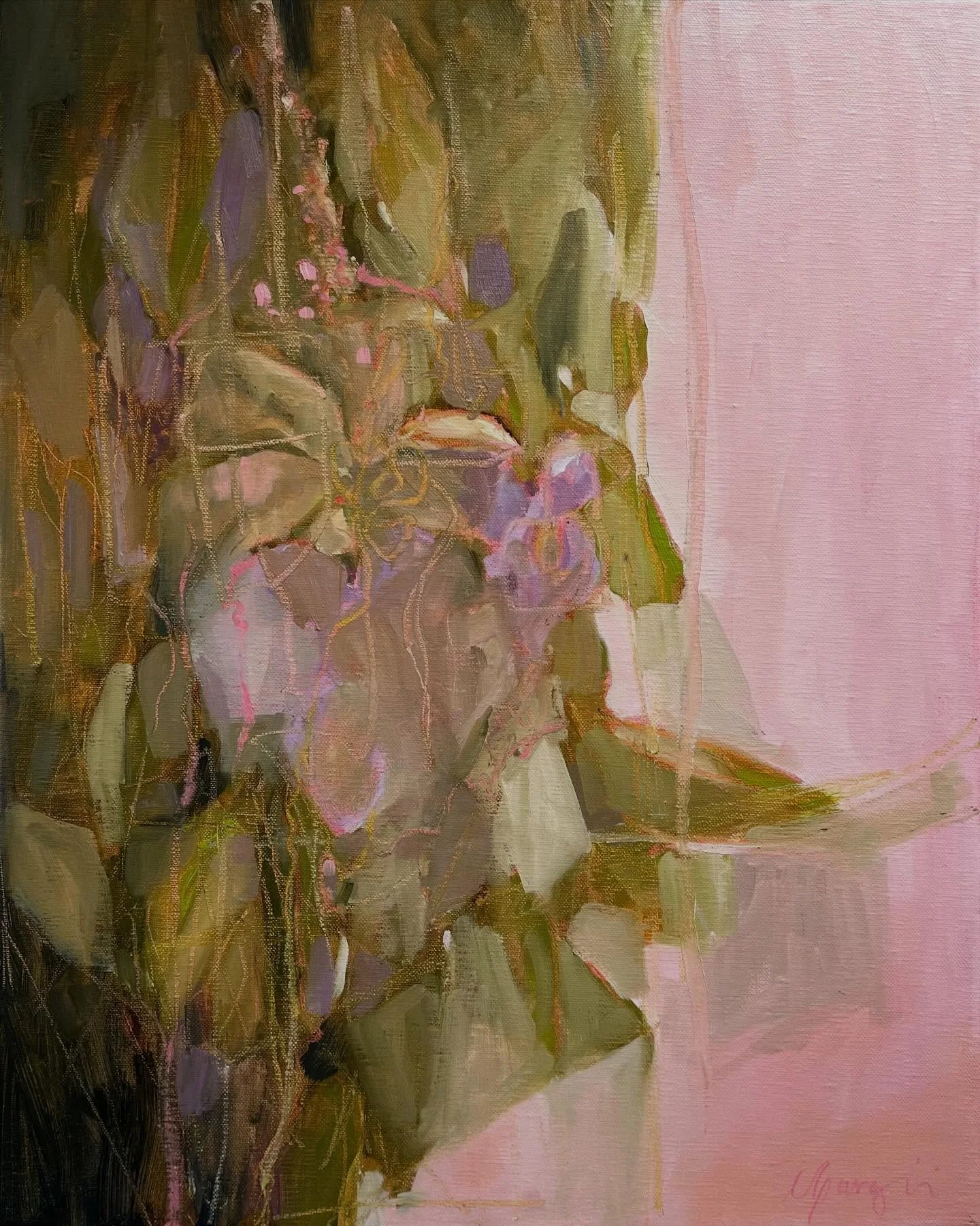 Visit &lsquo;Thunbergia Laurifolia No. 1&rsquo; in person, Maui Open Studios 2nd weekend, 21-22nd. #cganginiart #oilpainting #mauiart #mauiartist #abstractart
