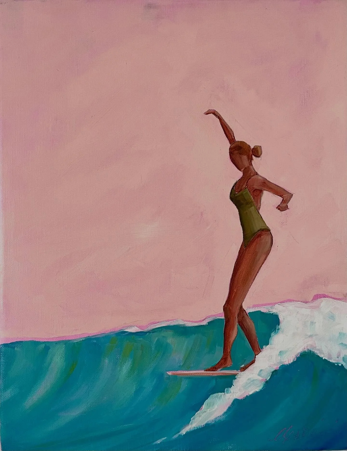 &lsquo;Surfer Girl No. 106&rsquo; #cganginiart #mauiartist #surfergirlart #oilpainting #hawaiiart