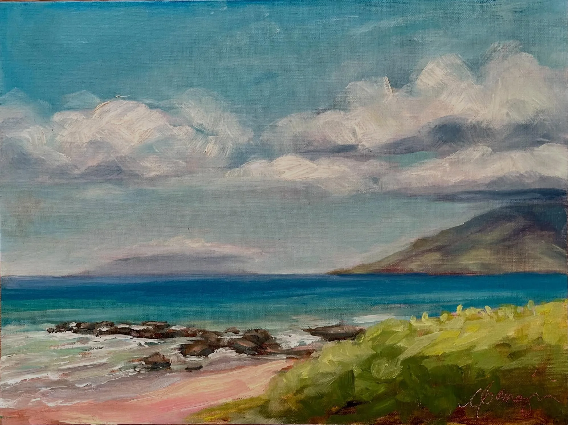 &lsquo;Kamaole III No. 3&rsquo; The water was so inviting this day I had to go in for a dip when I finished painting. #cganginiart #mauiartist #mauiart #oilpainting #kamaolebeach
