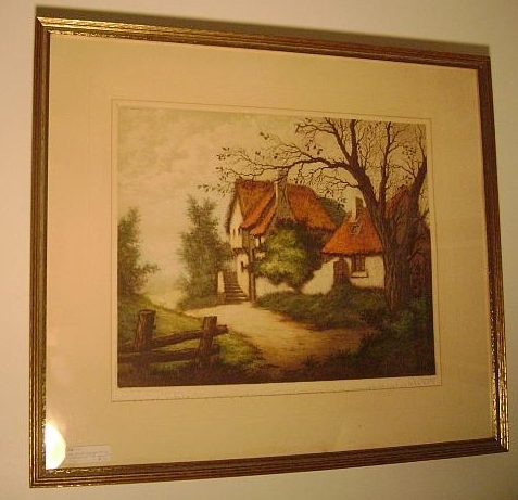 Hand Colored Etching of Barnaix's "The Hamlet" 