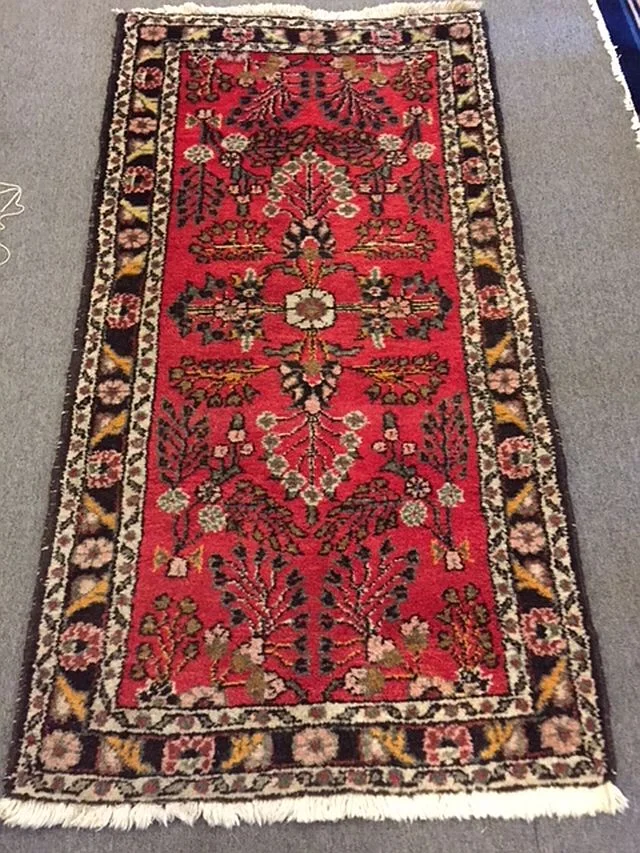 WS-404 Persian Sarouk, hand-tied rug. 1970's. 32 x 62. $315 